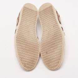 Pre Owned حذاء رياضي غوتشي نمط ويب جلد لامع وكانفاس غوتشيسيما مقاس 38