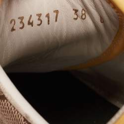 Pre Owned حذاء رياضي غوتشي نمط ويب جلد لامع وكانفاس غوتشيسيما مقاس 38