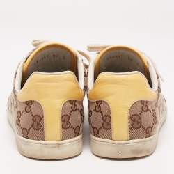 Pre Owned حذاء رياضي غوتشي نمط ويب جلد لامع وكانفاس غوتشيسيما مقاس 38