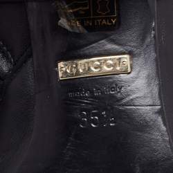 Pre Owned Gucci Black Leather Interlocking G Stitch Detail Calf Boots Size 35.5