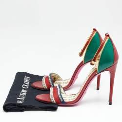 Gucci Multicolor Leather Ilse Crystal Embellished Sandals Size 39.5