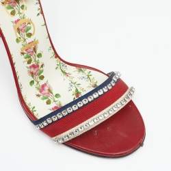 Gucci Multicolor Leather Ilse Crystal Embellished Sandals Size 39.5