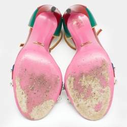 Gucci Multicolor Leather Ilse Crystal Embellished Sandals Size 39.5