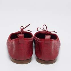 Gucci Red Microguccissima Leather Bow Detail Ballet Flats Size 35.5