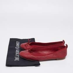 Gucci Red Microguccissima Leather Bow Detail Ballet Flats Size 35.5