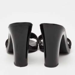Gucci Black GG Canvas Horsebit Block Heel Slide Sandals Size 39