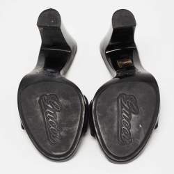 Gucci Black GG Canvas Horsebit Block Heel Slide Sandals Size 39