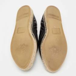 Pre Owned Gucci Black Matelassé Leather GG Marmont Espadrille Flats Size 41
