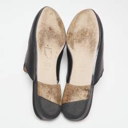 مملوكة مسبقًا Gucci Black Leather Tiger Embroidered Princetown Horsebit Flat Mules Size 39.5