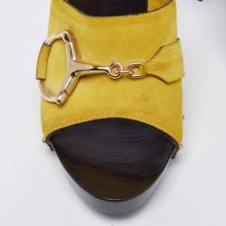 Gucci Yellow Suede Icon Bit Clog Sandals Size 40.5