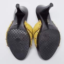 Gucci Yellow Suede Icon Bit Clog Sandals Size 40.5