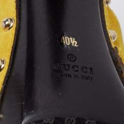Gucci Yellow Suede Icon Bit Clog Sandals Size 40.5