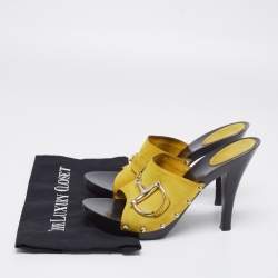 Gucci Yellow Suede Icon Bit Clog Sandals Size 40.5