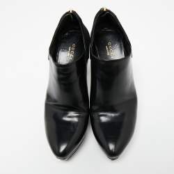 Gucci  Black Suede And Patent Leather Booties Size 37.5 