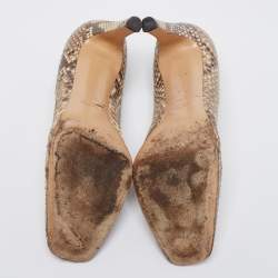 Gucci Brown/Beige Python GG Square Toe Pumps Size 39