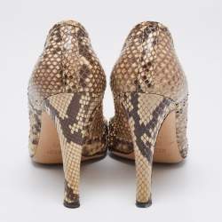 Gucci Brown/Beige Python GG Square Toe Pumps Size 39