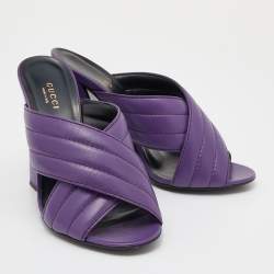 Pre Owned Gucci Purple Leather Crisscross Sandals Size 39