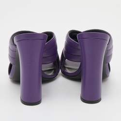 Pre Owned Gucci Purple Leather Crisscross Sandals Size 39