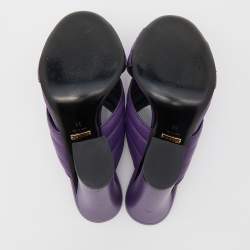 Pre Owned Gucci Purple Leather Crisscross Sandals Size 39