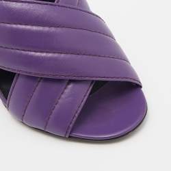 Pre Owned Gucci Purple Leather Crisscross Sandals Size 39