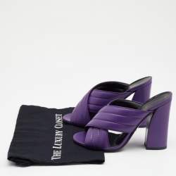 Pre Owned Gucci Purple Leather Crisscross Sandals Size 39