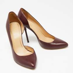 مملوكة مسبقًا Gucci Burgundy Leather Noah D'orsay Pumps Size 36.5