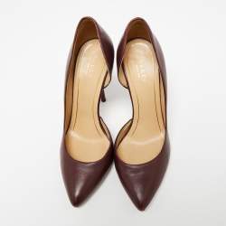 مملوكة مسبقًا Gucci Burgundy Leather Noah D'orsay Pumps Size 36.5