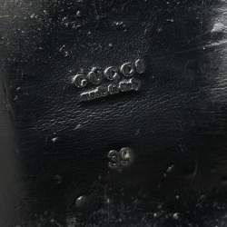 Pre Owned Gucci Black Leather NY Yankees Patch Flat Mules Size 39