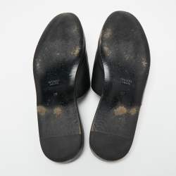 Pre Owned Gucci Black Leather NY Yankees Patch Flat Mules Size 39