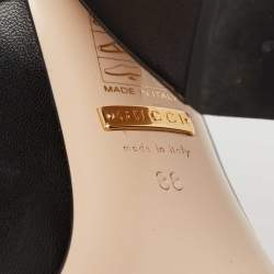 Gucci Black Leather Web Bow Detail Block Heel Pumps Size 38
