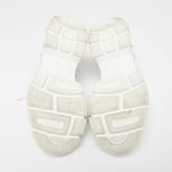 Pre Owned Gucci White/Cream Mesh and Leather Flashtrek Sneakers Size 38.5