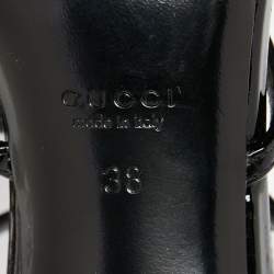 Pre Owned Gucci Black Patent Leather Interlocking G Ankle-Strap Sandals Size 38