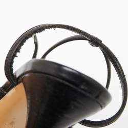 Pre Owned صندل غوتشي جلد أسود مزين حرف جي متداخل سير كاحل مقاس 38