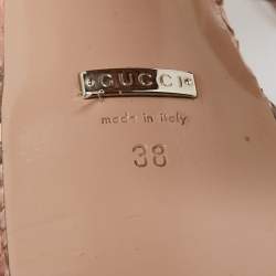 Pre Owned صندل غوتشي هورسبيت جلد ثعبان بني/وردي كعب مربع سميك بحزام للكاحل مقاس 38