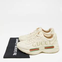 مملوكة مسبقًا حذاء رياضي غوتشي رايثون جلد بيج بشعار ماركة غوتشي بعنق منخفض مقاس 38