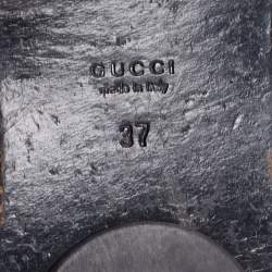 مملوكة مسبقًا Gucci Black Leather And Web Interlocking G Thong Flats Size 37