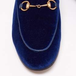 مملوكة مسبقًا حذاء لوفرز غوتشي جوردان قطيفة أزرق مزين هورسبيت مقاس 39.5