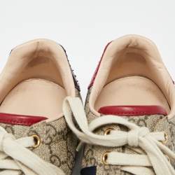 Gucci Beige GG Supreme Canvas Ace Sneakers Size 37