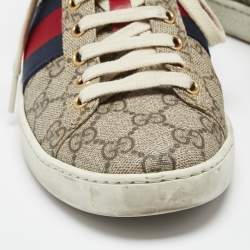 Gucci Beige GG Supreme Canvas Ace Sneakers Size 37