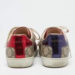 Gucci Beige GG Supreme Canvas Ace Sneakers Size 37