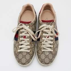 Gucci Beige GG Supreme Canvas Ace Sneakers Size 37