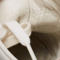 Pre Owned Gucci White Leather Faux Pearl and Spikes Embellished Ace Low-Top Sneakers Size 36.5