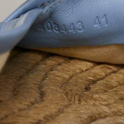 Pre Owned Gucci Blue/White Striped Canvas Embroidered Flat Espadrilles Size 41