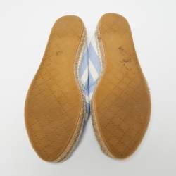 Pre Owned Gucci Blue/White Striped Canvas Embroidered Flat Espadrilles Size 41