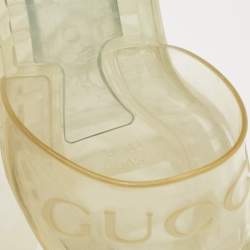 Gucci Transparent Rubber Logo Embossed Block Heel Slide Sandals Size 36