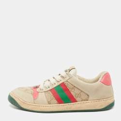 Gucci Men's Screener Signature Web Leather Low-Top Sneakers