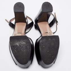 Pre Owned Gucci Black Patent Leather Claudie Ankle-Strap Sandals Size 40