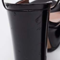 Pre Owned Gucci Black Patent Leather Claudie Ankle-Strap Sandals Size 40