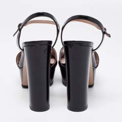 Pre Owned Gucci Black Patent Leather Claudie Ankle-Strap Sandals Size 40