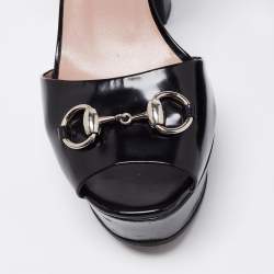 Pre Owned Gucci Black Patent Leather Claudie Ankle-Strap Sandals Size 40